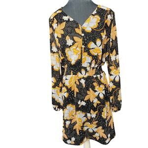 Daniel Rainn Womens Shift Dress V Neck Long Sleeve Floral Print Size S